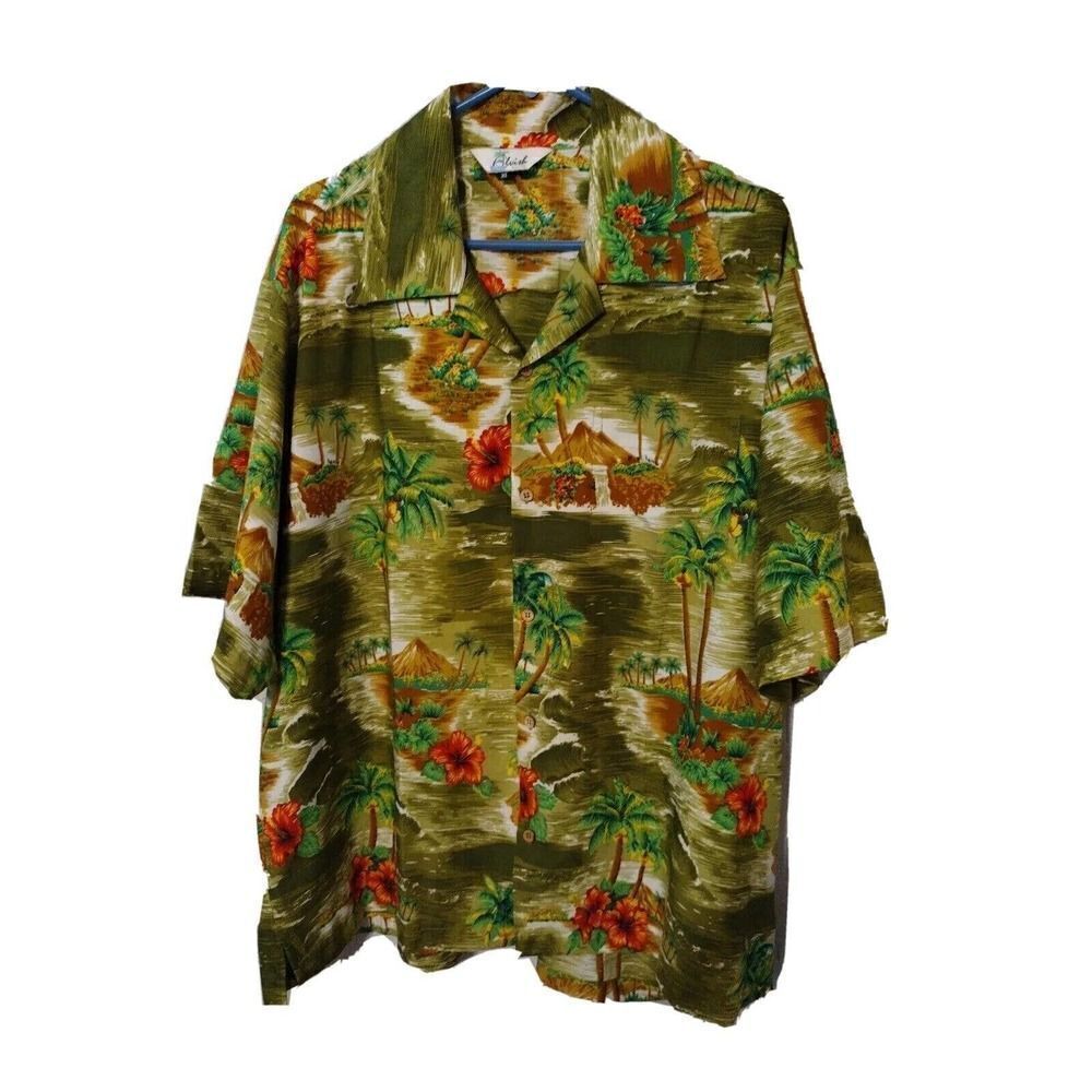 Alvishi Hawaiian Shirt Short Sleeves Men's Size Extra Large Palm Trees Tropical